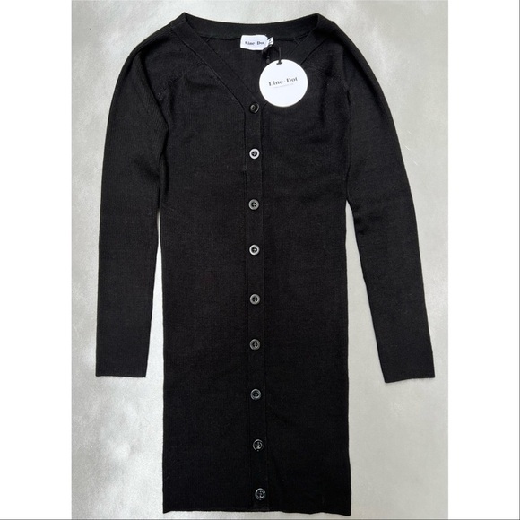Line & Dot Button Up Knit Dress - Picture 2 of 4